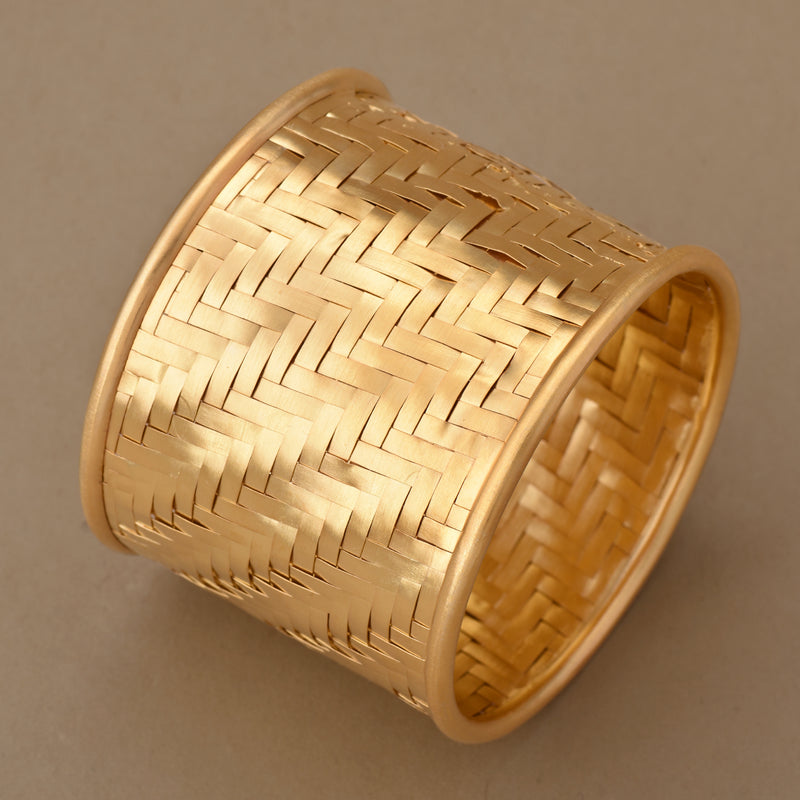 MUTED GOLD BASKET WEAVE CUFF