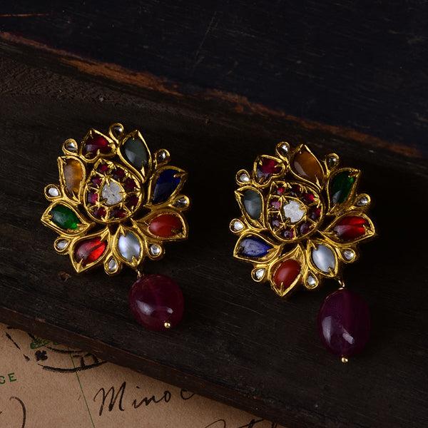 NAVRATNA EARRINGS - STERLING SILVER