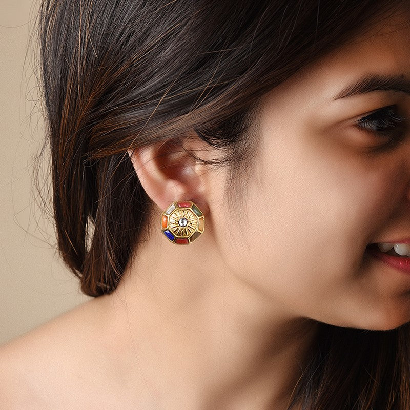 NAVRATNA EARSTUDS - STERLING SILVER